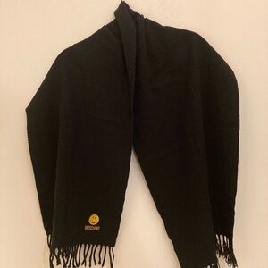 Moschino Black Scarf with Gold Smiley